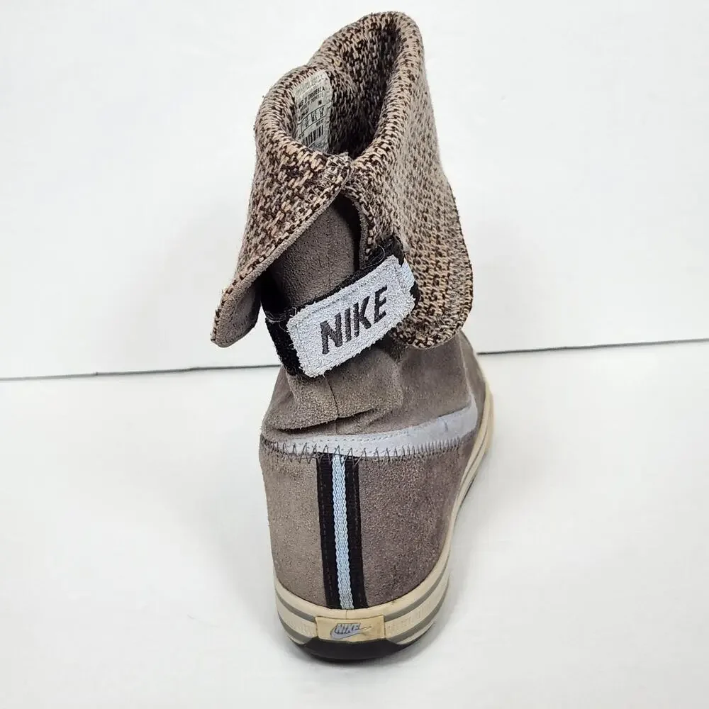 Nike Gray Suede Mid Calf Boots Womens Size 9 US Ankle Knit Cuff 316394-041 Y2K